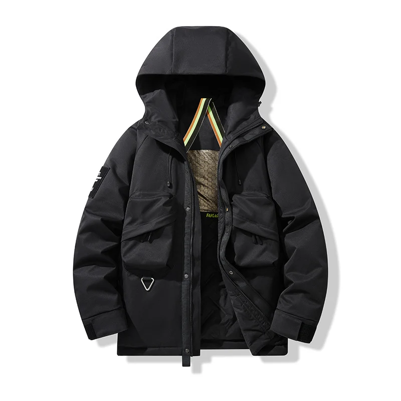 Herren Technischer Utility-Parka mit Kapuze, multifunktionalen Fronttaschen und Thermofutter Nord Taschen