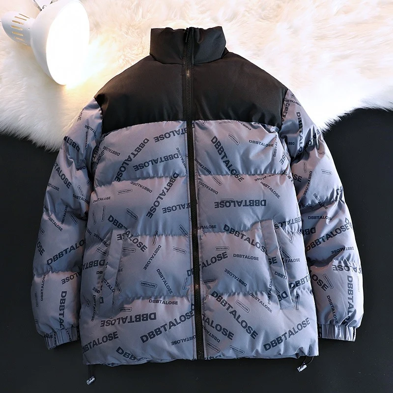 Unisex Gepolsterte Steppjacke mit Allover‑Logoprint, hohem Stehkragen & verstellbarem Saum Nord Taschen