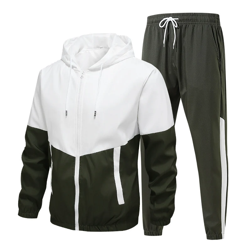 Herren Zweiteiliges Trainingsset mit Kapuzen-Windbreaker und tapered Jogginghose Nord Taschen