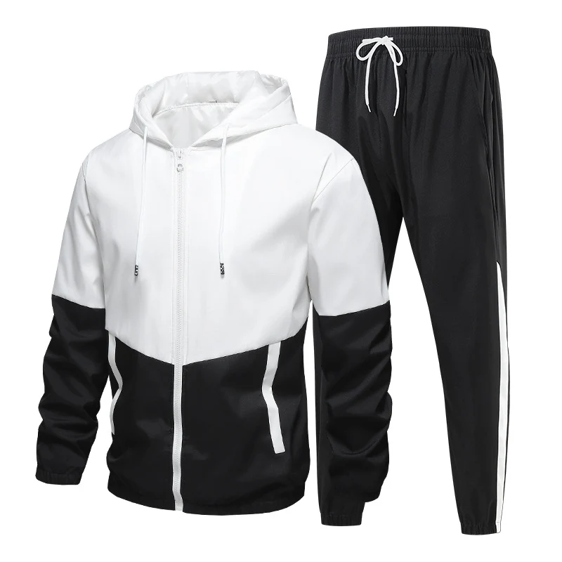 Herren Zweiteiliges Trainingsset mit Kapuzen-Windbreaker und tapered Jogginghose Nord Taschen
