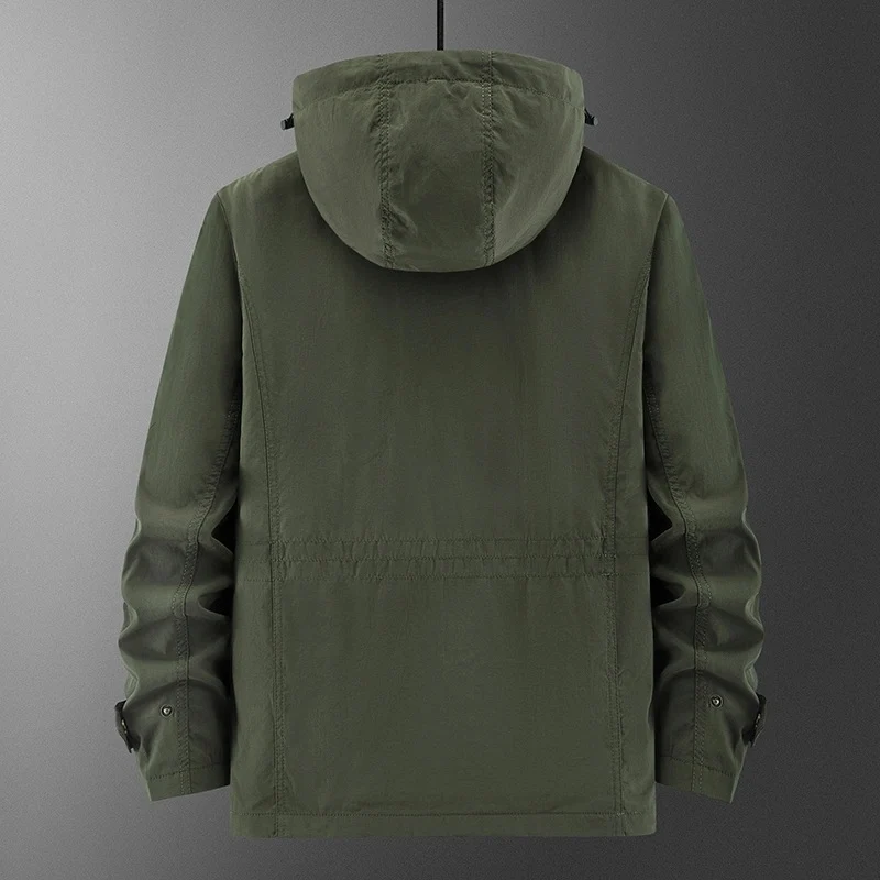 Herren Wetterfeste Utility-Fieldjacke mit Kapuze, Mesh-Futter und Multifunktions-Taschen Nord Taschen