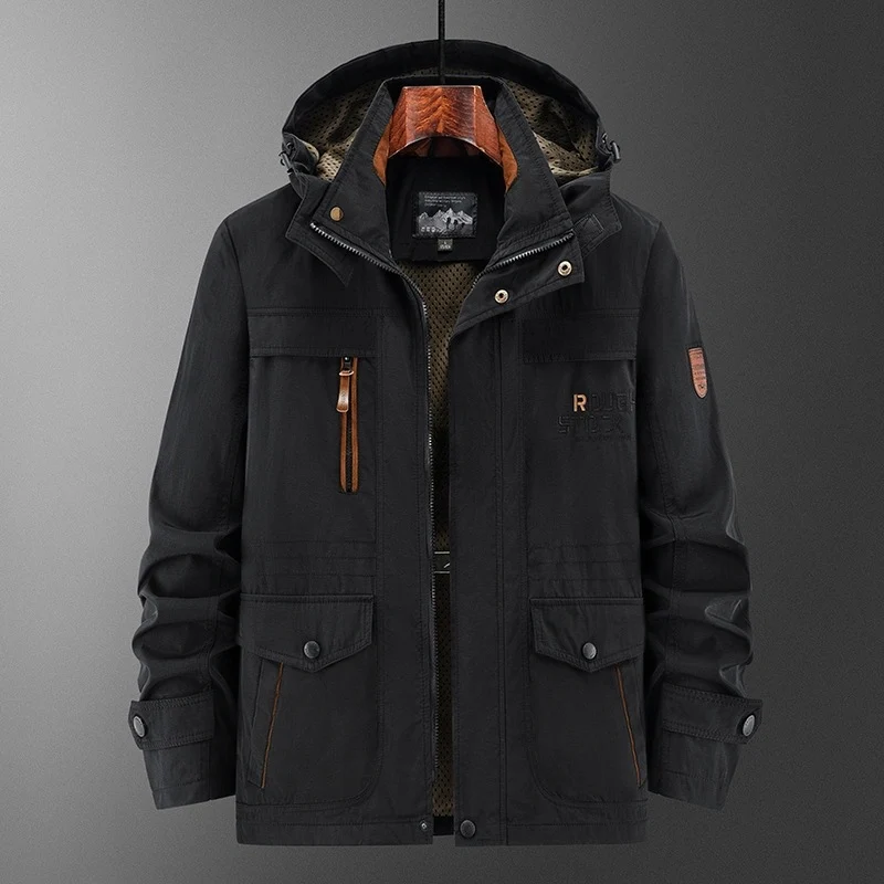 Herren Wetterfeste Utility-Fieldjacke mit Kapuze, Mesh-Futter und Multifunktions-Taschen Nord Taschen