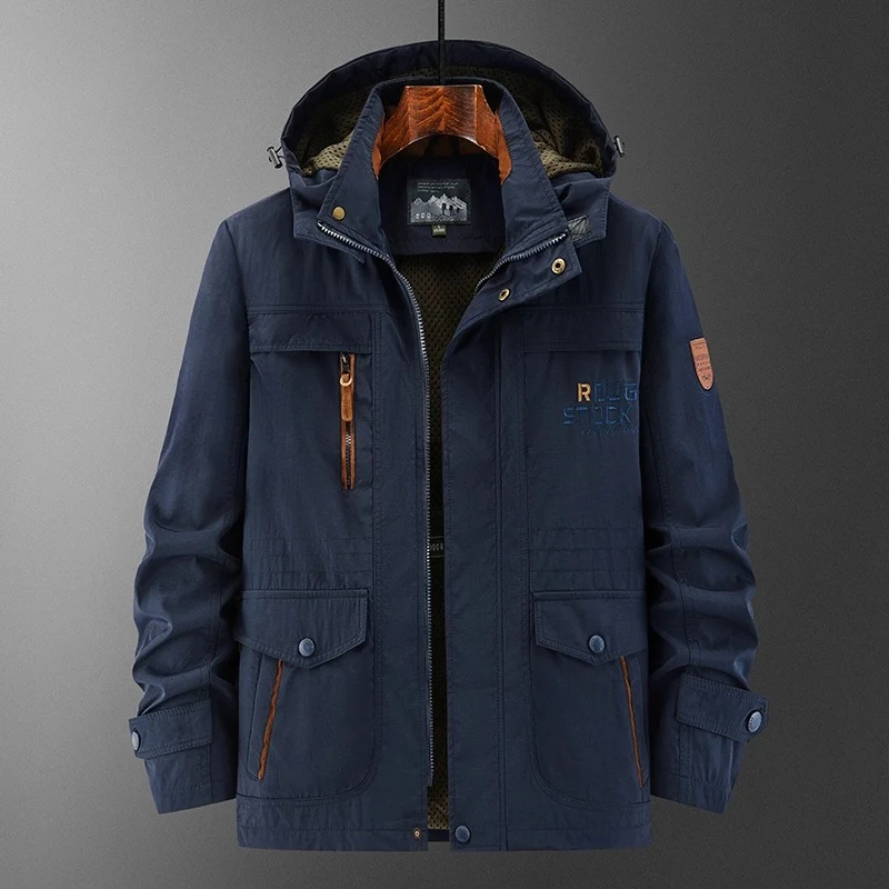 Herren Wetterfeste Utility-Fieldjacke mit Kapuze, Mesh-Futter und Multifunktions-Taschen Nord Taschen