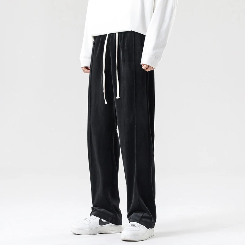 Herren Weite Velours-Jogginghose mit elastischem Bund und Kordelzug Nord Taschen