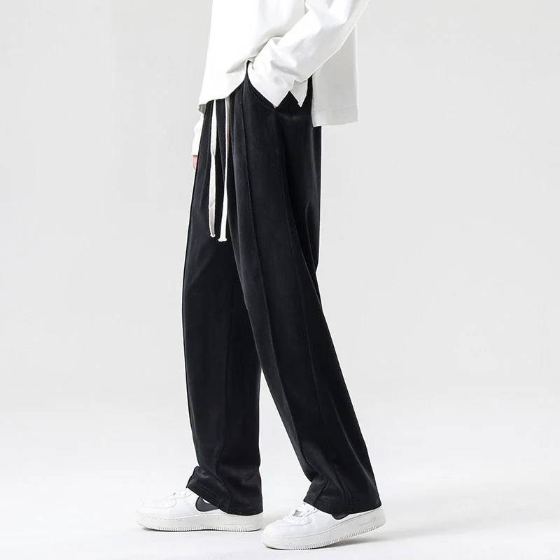 Herren Weite Velours-Jogginghose mit elastischem Bund und Kordelzug Nord Taschen
