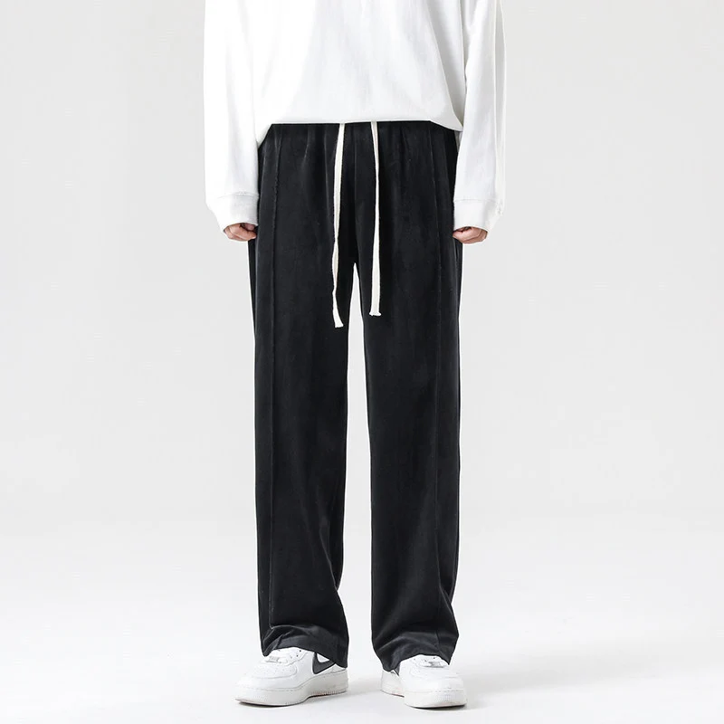 Herren Weite Velours-Jogginghose mit elastischem Bund und Kordelzug Nord Taschen