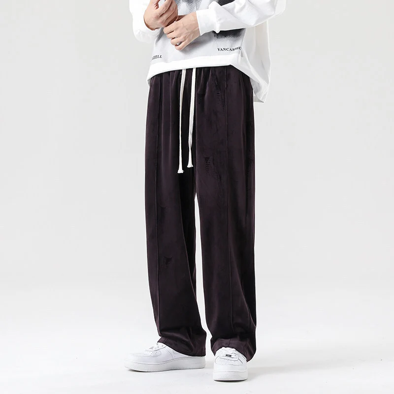 Herren Weite Velours-Jogginghose mit elastischem Bund und Kordelzug Nord Taschen