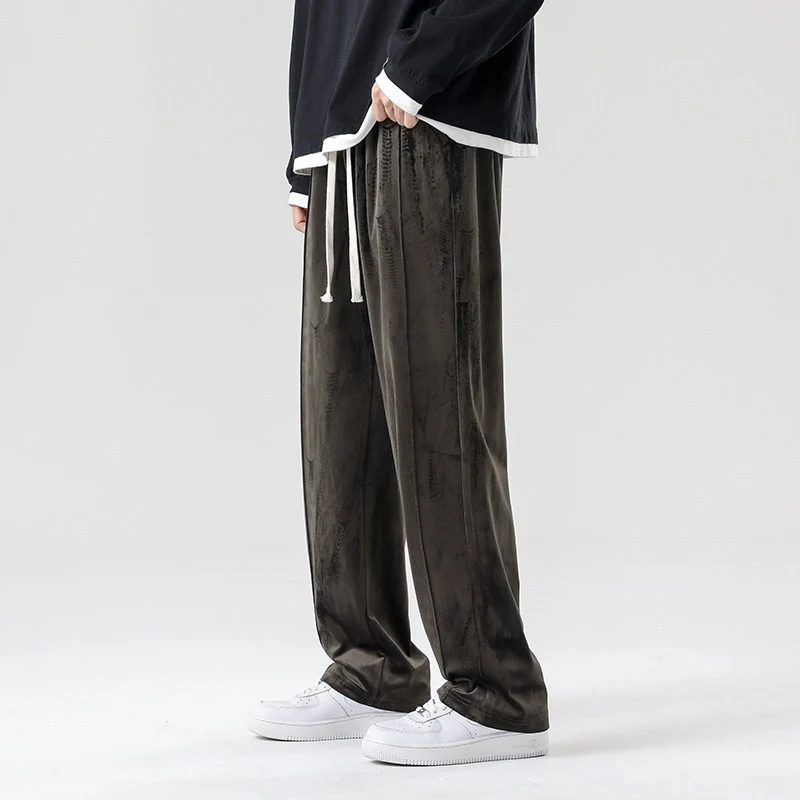 Herren Weite Velours-Jogginghose mit elastischem Bund und Kordelzug Nord Taschen