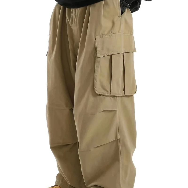 Herren Weite Utility-Cargohose mit übergroßen Klappentaschen & elastischem Tunnelzugbund Nord Taschen