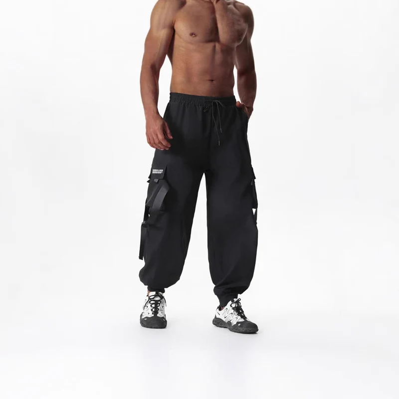 Herren Utility-Cargo-Jogginghose mit Tunnelzug, Beinschnallen & Mehrfachtaschen Nord Taschen