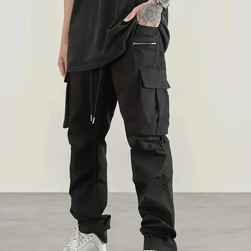 Herren utilitaristische Cargohose mit Reißverschluss‑Tasche, Klappen & Kordelbund Nord Taschen
