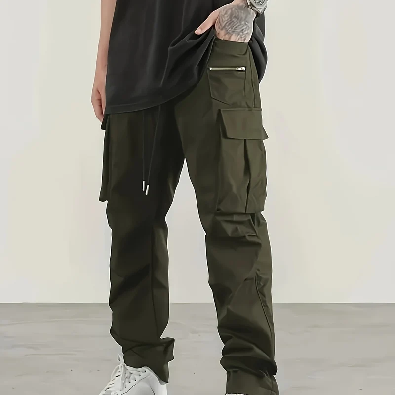 Herren utilitaristische Cargohose mit Reißverschluss‑Tasche, Klappen & Kordelbund Nord Taschen