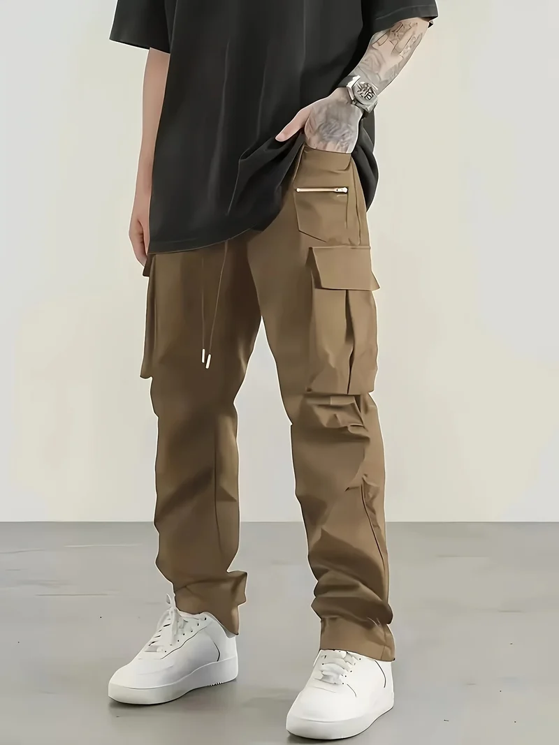 Herren utilitaristische Cargohose mit Reißverschluss‑Tasche, Klappen & Kordelbund Nord Taschen