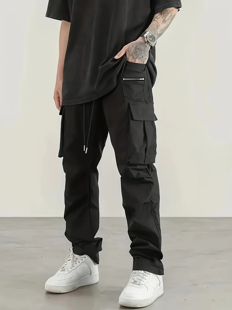 Herren utilitaristische Cargohose mit Reißverschluss‑Tasche, Klappen & Kordelbund Nord Taschen
