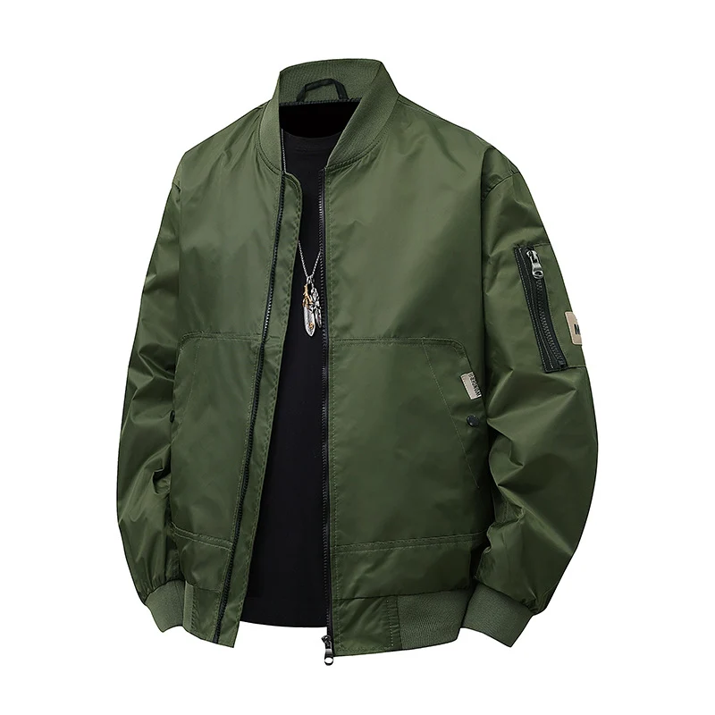 Herren Urbaner Nylon-Flight-Bomber mit Utility-Ärmeltasche und Zwei-Wege-Reißverschluss Nord Taschen