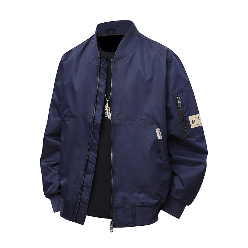 Herren Urbaner Nylon-Flight-Bomber mit Utility-Ärmeltasche und Zwei-Wege-Reißverschluss Nord Taschen