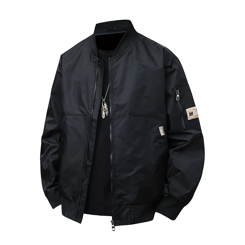 Herren Urbaner Nylon-Flight-Bomber mit Utility-Ärmeltasche und Zwei-Wege-Reißverschluss Nord Taschen