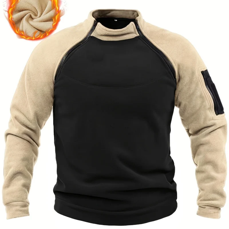Herren Technischer Fleece-Kombipullover mit winddichtem Brustpanel, Reißverschluss-Ärmelbelüftung & Armtasche Nord Taschen