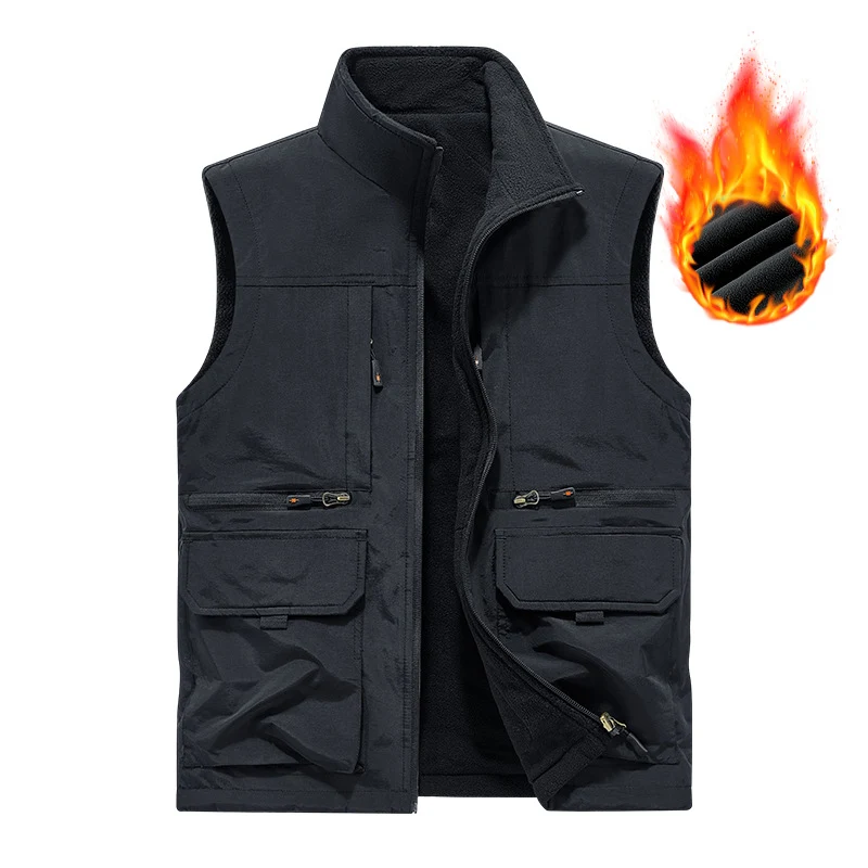 Herren Gefütterte Utility‑Weste mit wärmendem Fleece‑Innenfutter, winddicht & Multifach‑Taschen Nord Taschen