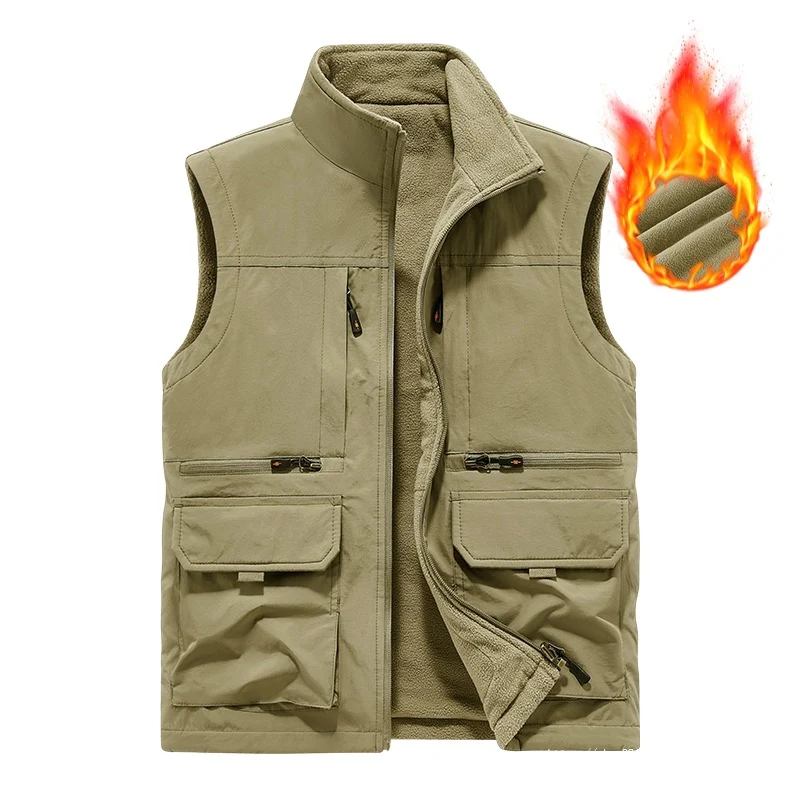 Herren Gefütterte Utility‑Weste mit Fleece‑Innenfutter, winddichter Außenlage und Multifachtaschen Nord Taschen