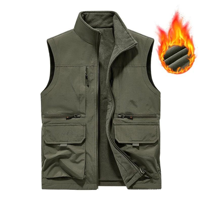 Herren Gefütterte Utility‑Weste mit Fleece‑Innenfutter, winddichter Außenlage und Multifachtaschen Nord Taschen