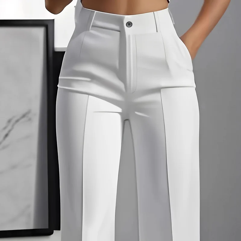 Damen Hochtaillierte Palazzo-Hose mit Bügelfalte und Eingrifftaschen Nord Taschen