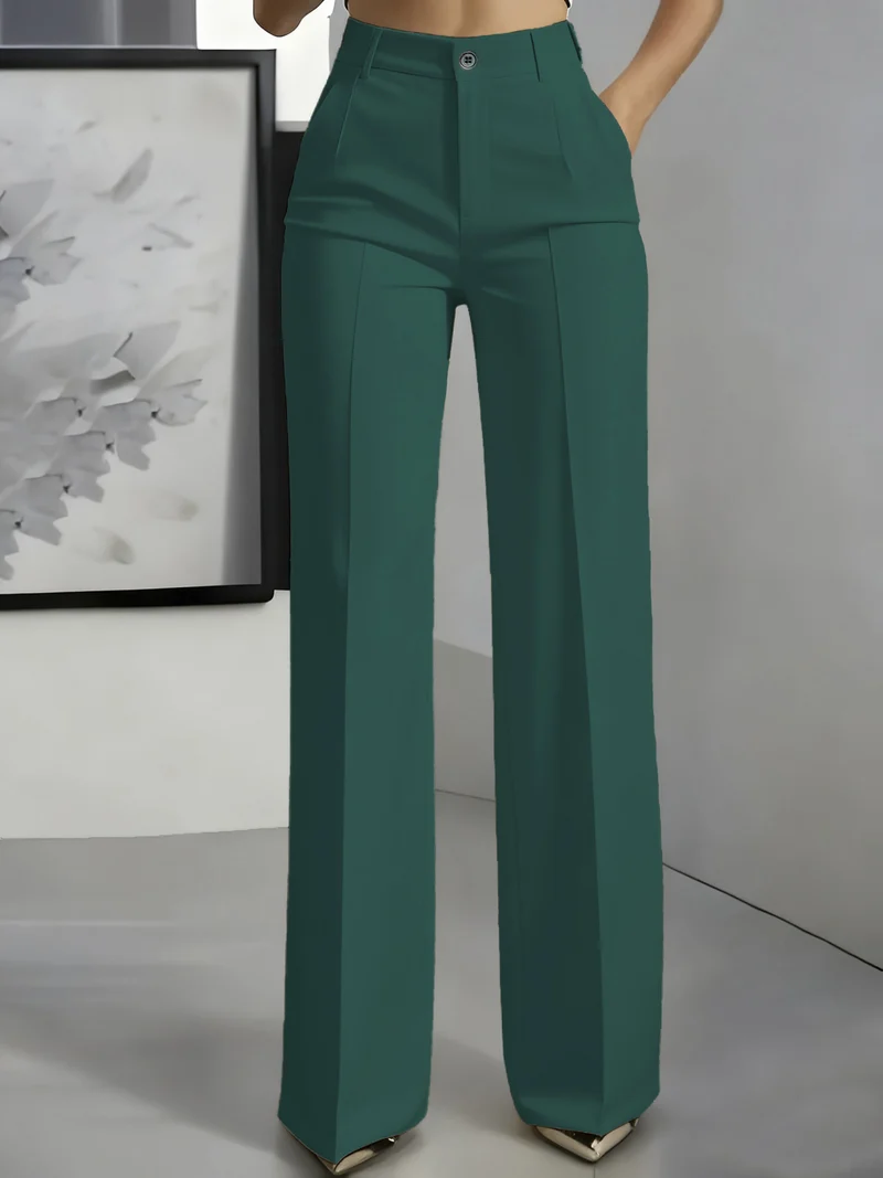 Damen Hochtaillierte Palazzo-Hose mit Bügelfalte und Eingrifftaschen Nord Taschen