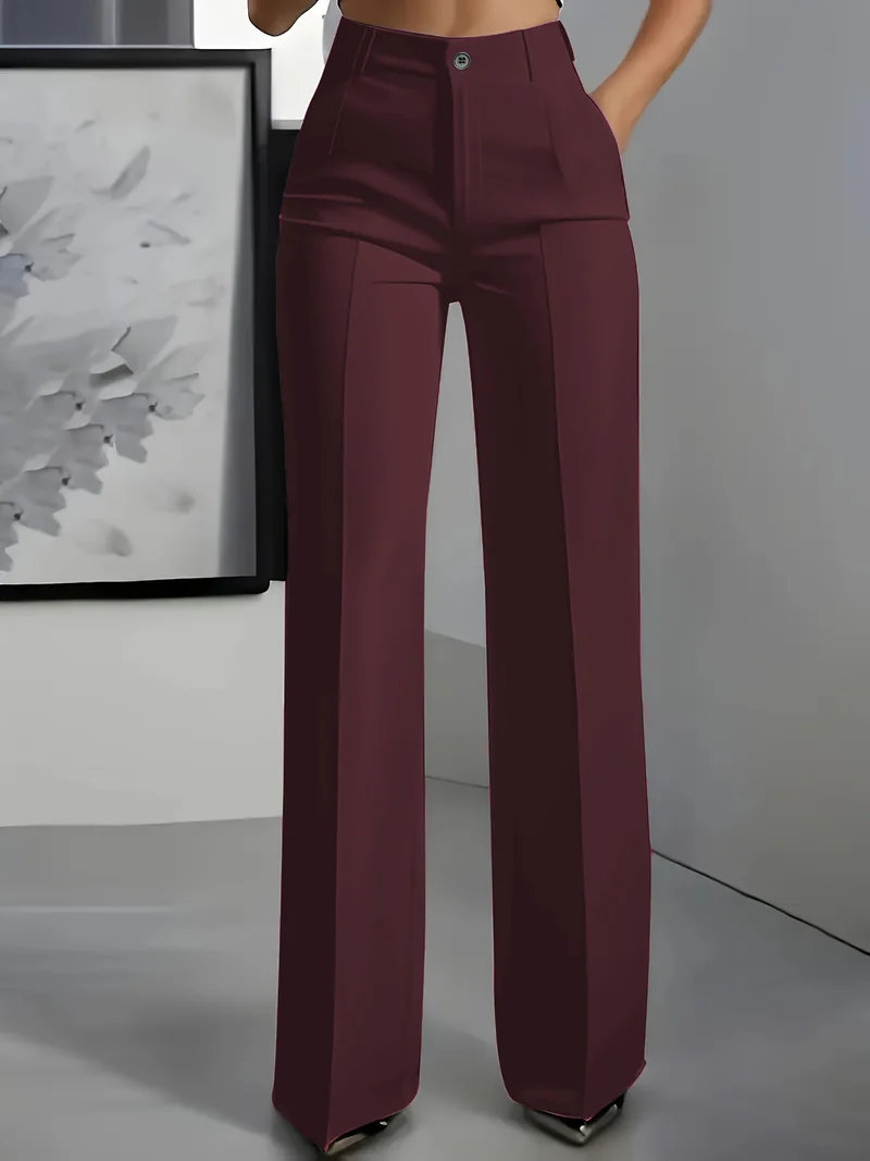 Damen Hochtaillierte Palazzo-Hose mit Bügelfalte und Eingrifftaschen Nord Taschen