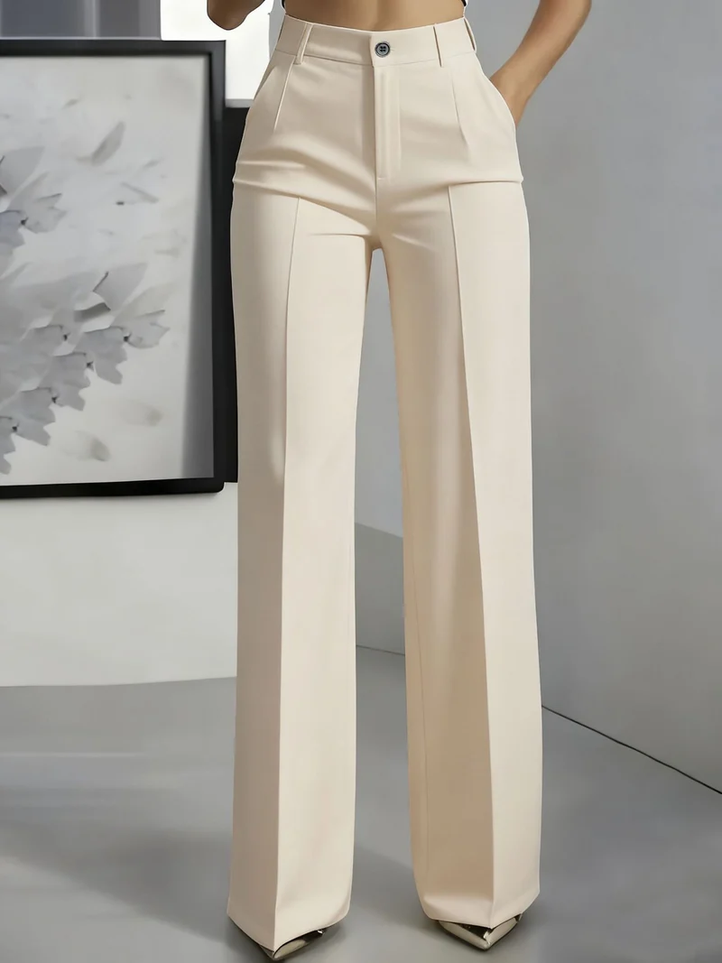 Damen Hochtaillierte Palazzo-Hose mit Bügelfalte und Eingrifftaschen Nord Taschen