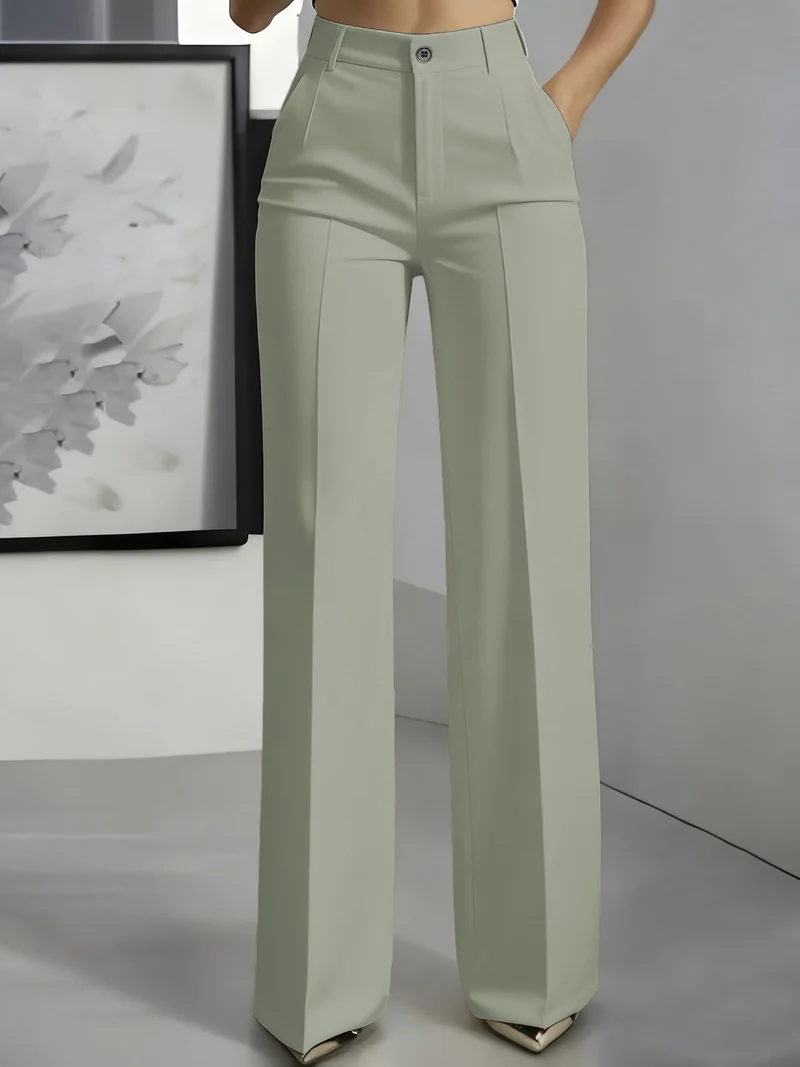 Damen Hochtaillierte Palazzo-Hose mit Bügelfalte und Eingrifftaschen Nord Taschen