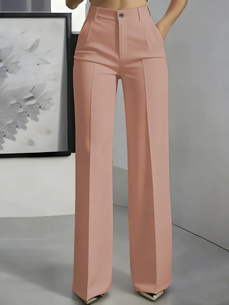 Damen Hochtaillierte Palazzo-Hose mit Bügelfalte und Eingrifftaschen Nord Taschen