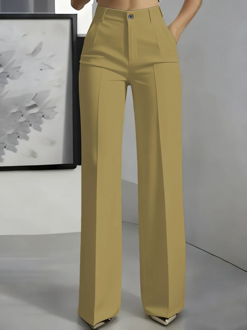 Damen Hochtaillierte Palazzo-Hose mit Bügelfalte und Eingrifftaschen Nord Taschen