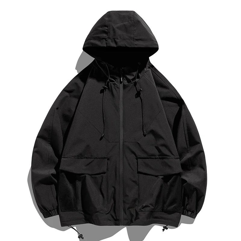 Herren Oversize Utility-Softshelljacke mit Kapuze, aufgesetzten Taschen & verstellbarem Saum Nord Taschen
