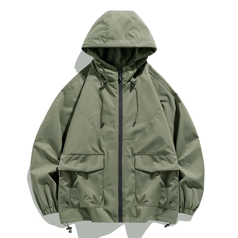 Herren Oversize Utility-Softshelljacke mit Kapuze, aufgesetzten Taschen & verstellbarem Saum Nord Taschen