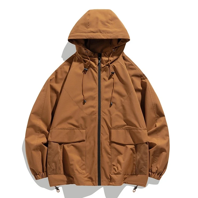 Herren Oversize Utility-Softshelljacke mit Kapuze, aufgesetzten Taschen & verstellbarem Saum Nord Taschen
