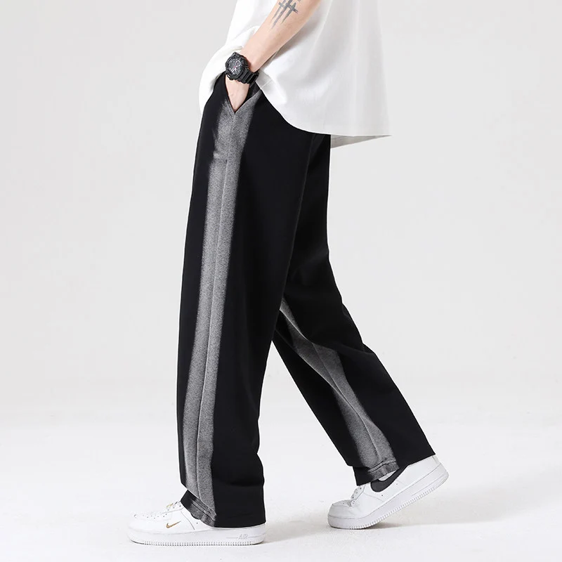 Herren Oversize Trainingshose mit kontrastseitigem Panel, Tunnelzug & geradem Bein Nord Taschen