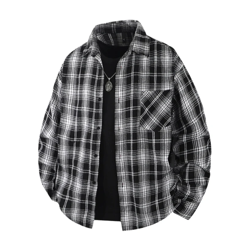 Herren Oversize kariertes Flanellhemd mit Brusttasche und entspannter Overshirt-Passform Nord Taschen