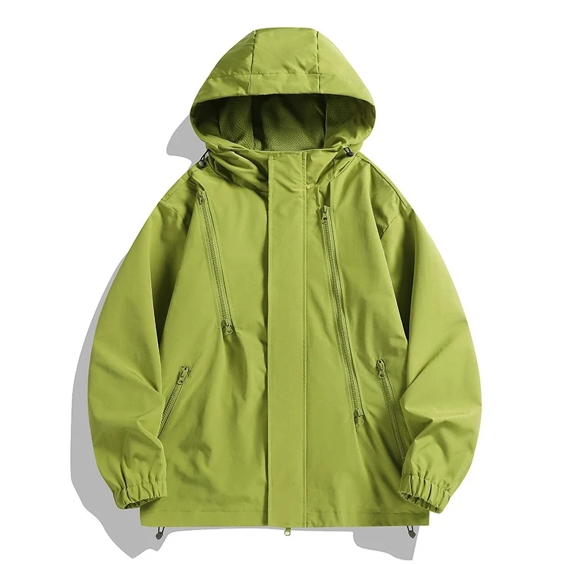 Damen Kurze technische Kapuzenjacke mit asymmetrischen Reißverschlüssen & Kordelzug Nord Taschen