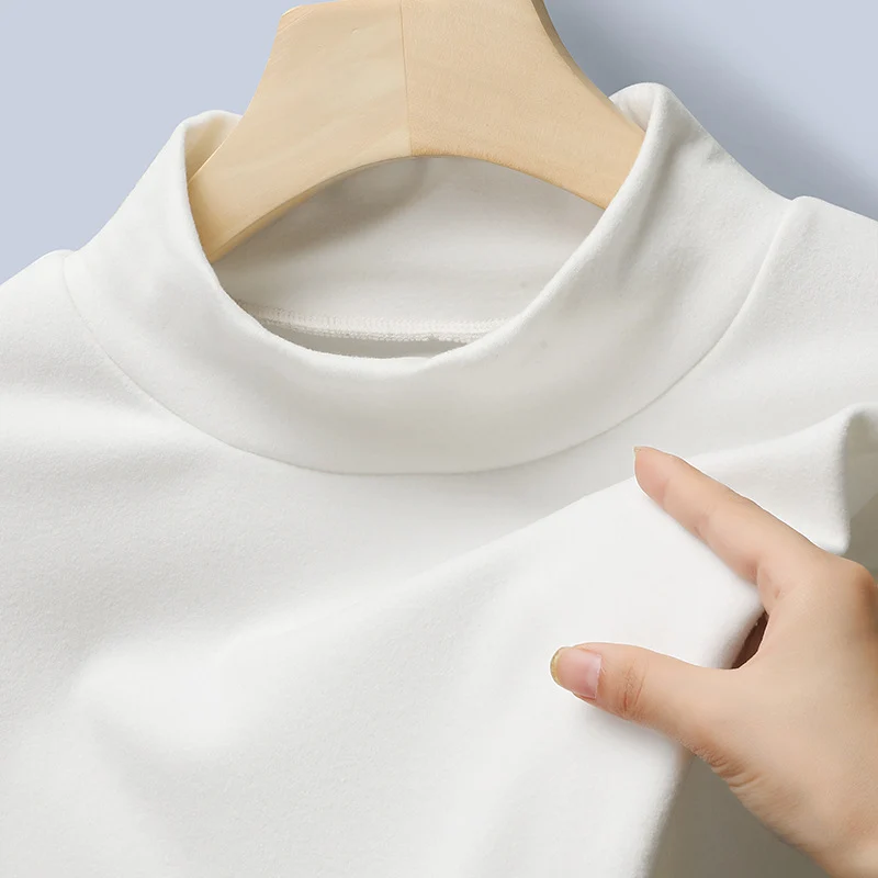 Damen Feines Stretch-Mockneck-Langarmshirt mit engem Stehkragen Nord Taschen