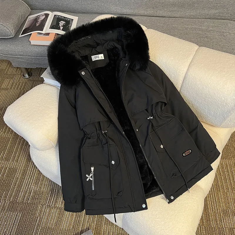 Damen nan wattierter Parka mit abnehmbarer Kunstpelzkapuze, tailliertem Kordelzug und weichem Teddy-Innenfutter Nord Taschen