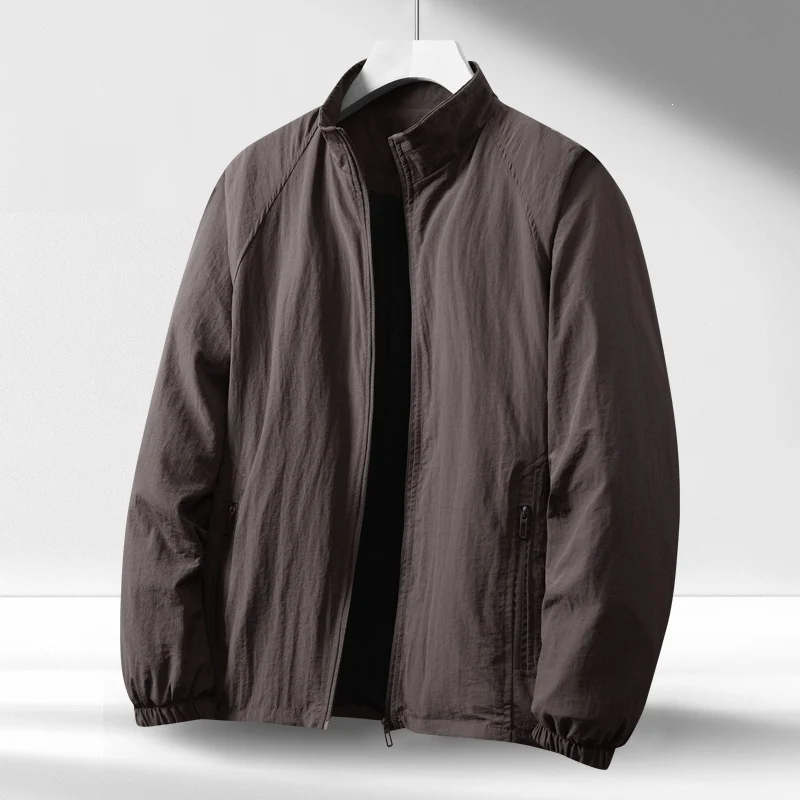 Herren Leichte winddichte Reißverschluss-Blousonjacke mit Stehkragen und elastischen Bündchen Nord Taschen