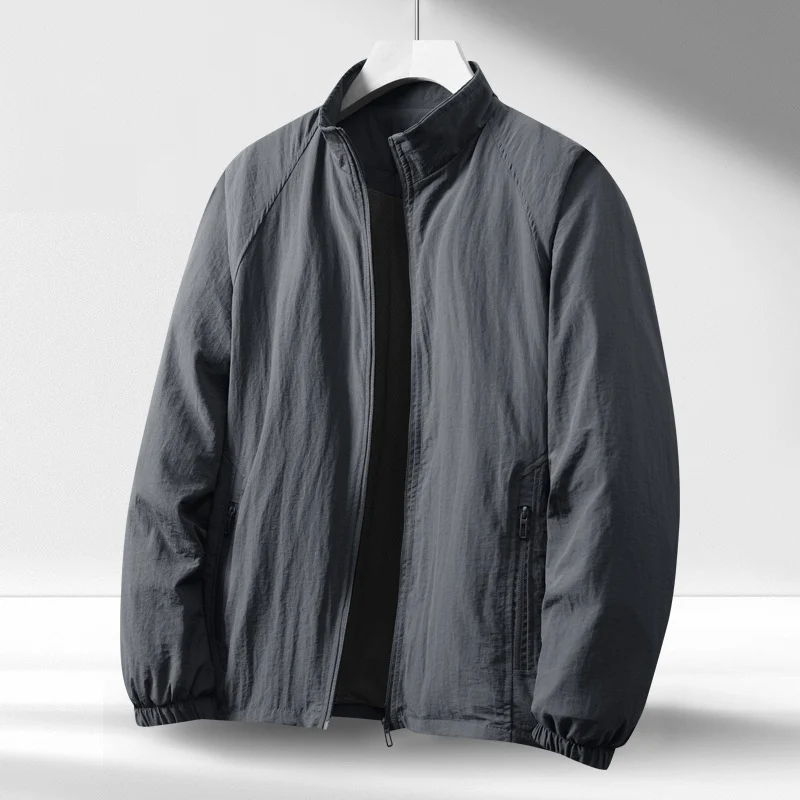 Herren Leichte winddichte Reißverschluss-Blousonjacke mit Stehkragen und elastischen Bündchen Nord Taschen