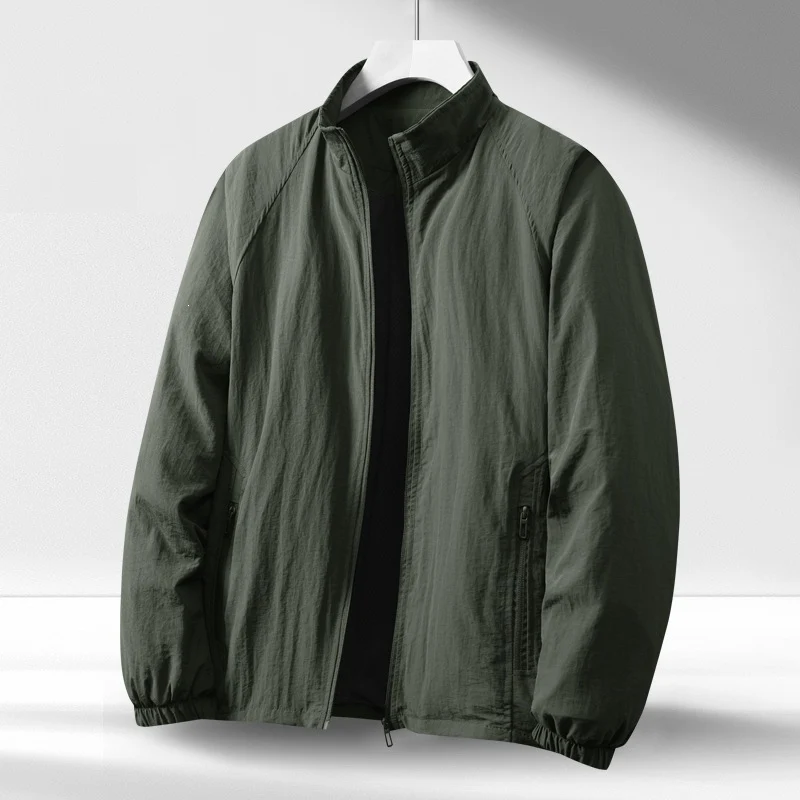Herren Leichte winddichte Reißverschluss-Blousonjacke mit Stehkragen und elastischen Bündchen Nord Taschen