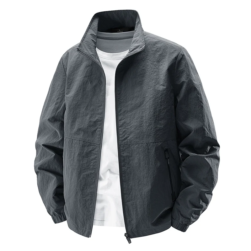 Herren Leichte Wind- und wasserabweisende Freizeitjacke mit Stehkragen und Reißverschlusstaschen Nord Taschen