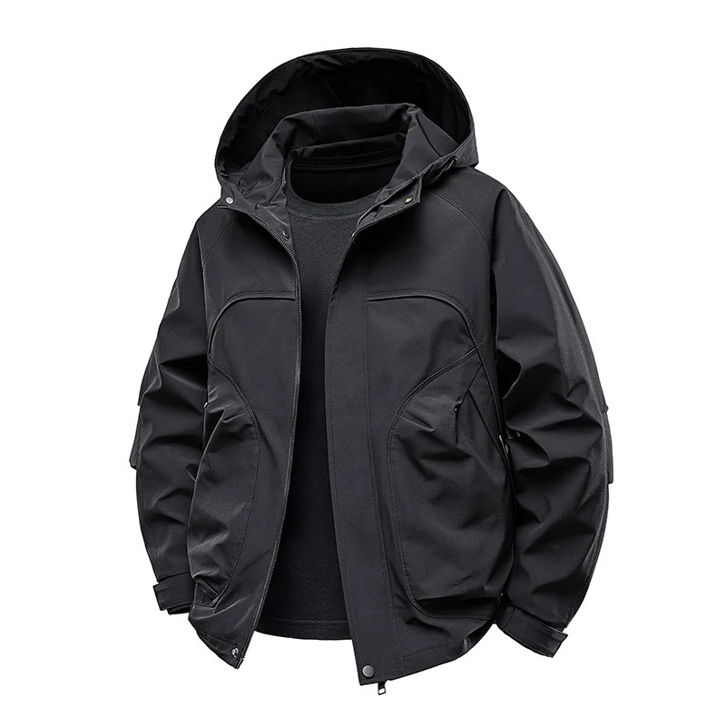 Herren technische Softshell-Utilityjacke mit Kapuze wasserabweisend und Multifunktionstaschen Nord Taschen