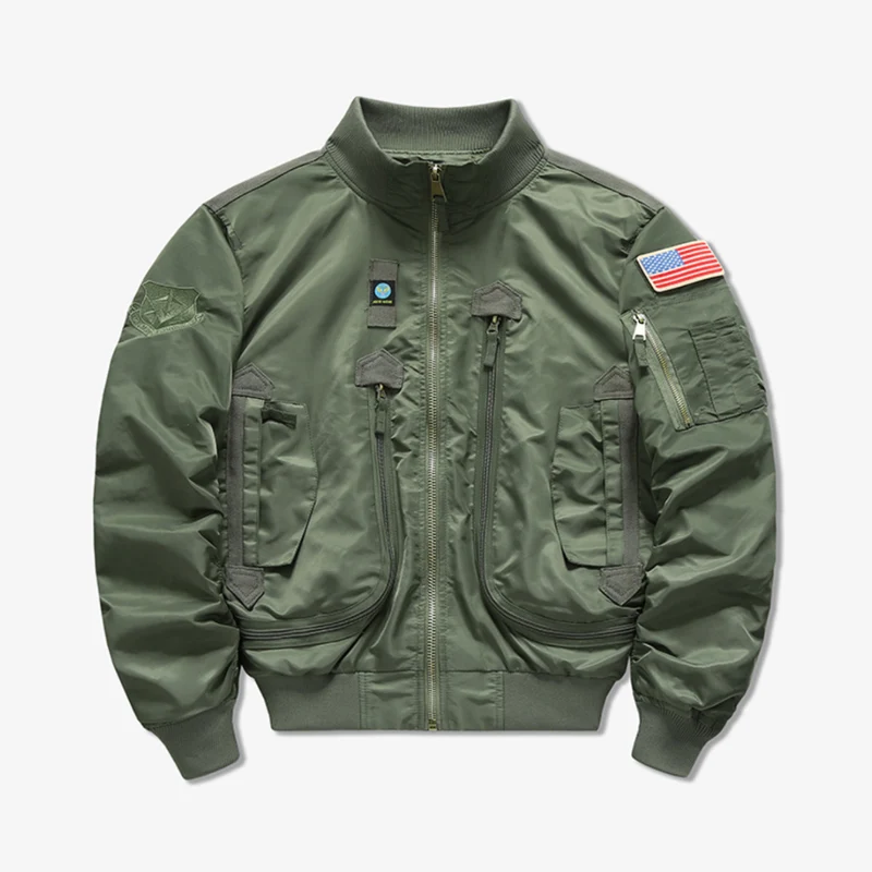 Herren Flieger-Bomberjacke im Militärstil mit Multifunktions-Taschen Nord Taschen