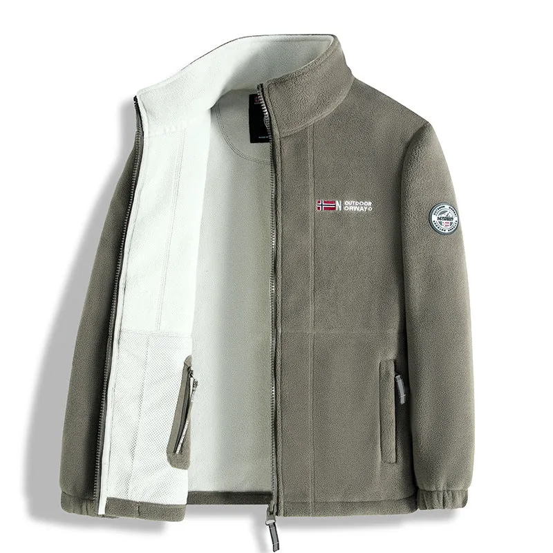 Herren Fleecejacke mit Microfleece-Innenfutter, Stehkragen und Zwei-Wege-Reißverschluss Nord Taschen
