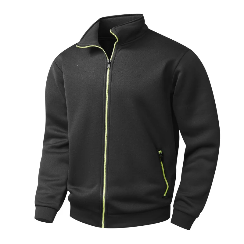Herren Fleece-Strickjacke mit durchgehendem Reißverschluss, Stehkragen & Neon-Kontrastdetails Nord Taschen