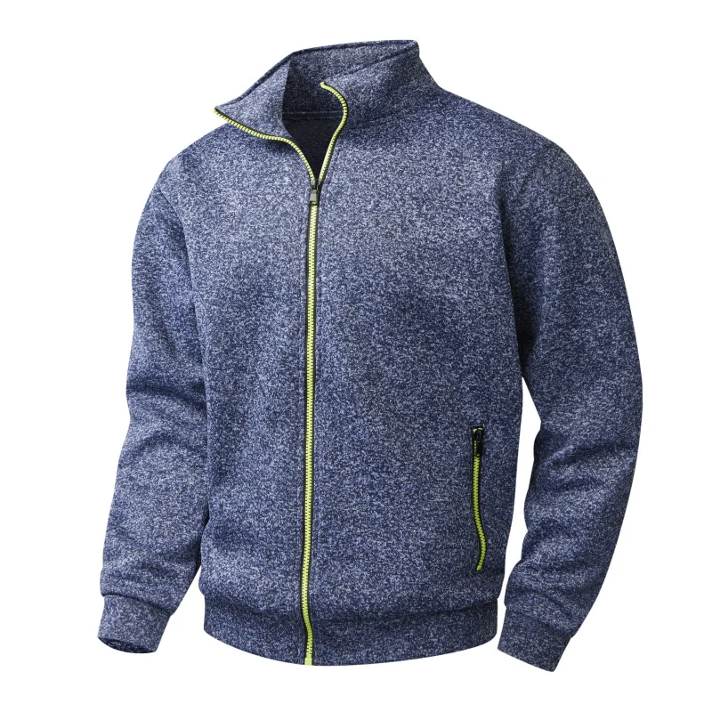 Herren Fleece-Strickjacke mit durchgehendem Reißverschluss, Stehkragen & Neon-Kontrastdetails Nord Taschen