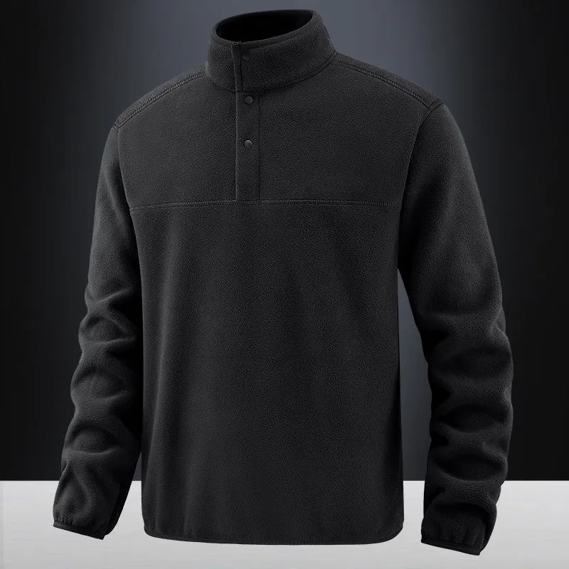 Herren Fleece-Pullover mit Stehkragen und Druckknopf-Leiste für wärmende Zwischenschicht Nord Taschen